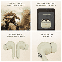 Boat Airdopes 213 Wireless Bluetooth Earbuds | 50H Battery | ENx Tech | Beast Mode | ASAP Charge | Sandstone