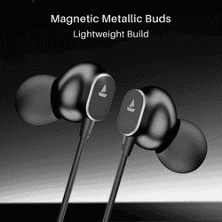 Boat Bassheads 90C Wired Earphone | 10mm Drivers | Magnetic Metallic Buds | Black