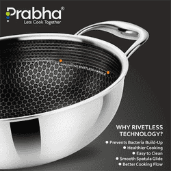 Prabha Tri-ply Hexa Cube Kadhai With Lid | 28 CM