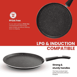 Blueberrys Nonstick Tawa Pan, 26 Cm, 3mm Thickness, 3 Layar Coating,Induction Base | Black