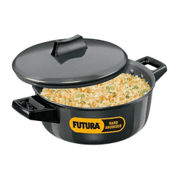 Hawkins Futura Cook n Serve Bowl | 2 Litre | Hard Anodised Saucepan | Hard Anodised Lid | Black | ACB20