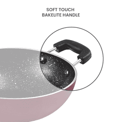 Milton Pro cook Granito Aluminium Kadhai | Soft Touch Bakelite Handles | 18 cm | Non-Induction | Deep Kadai