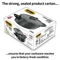 Hawkins Futura Cook n Serve Bowl | 2 Litre | Hard Anodised Saucepan | Hard Anodised Lid | Black | ACB20