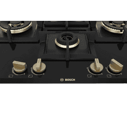 Bosch Built in Gas Hob | Tempered glass | Glass 4 Burner Auto Ignition | 75 cm | True Brass 2D Ring Burners | Black | PNI7B6F20I