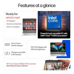 HP 15 Laptop | Intel Core 5-120U | 16GB | 512GB | 15.6 | Windows 11 Home | Silver | 15-FD0682TU