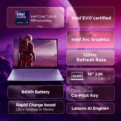Lenovo Yoga Slim 7 Laptop | Intel Core Ultra 9 185H | 32GB | 1TB | 14"(35.5cm | Windows 11 Home | Luna Grey | 83CV00B3IN