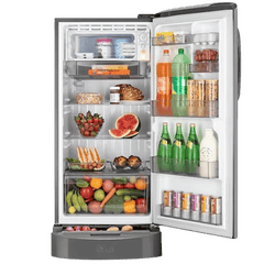 LG Direct Cool Single Door Refrigerator | with Base Stand Drawer | 210L | 5 Star | Smart Inverter Compressor | Shiny Steel | GLD2256ZAPZ