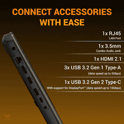 Asus TUF Gaming A15 Gaming Laptop | AMD Ryzen 7 170 Processor | 16GB | 512GB | RTX 3050 | 39.62 cm (15.6) | Windows 11 Home | Black | FA506NCQ-HN007WS