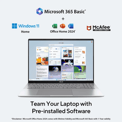 Asus Vivobook S16 Light Weight Laptop | Intel Core 5 210H | 16GB | 512GB | Intel UHD Graphics | 40.64 cms (16) WUXGA | Windows 11 Home | Cool Silver | S3607VA-RP114WS