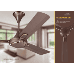 V-Guard GLADO PRIME 400 | ELEGANCE BROWN MATTE 1200 mm Silent Operation 3 Blade Ceiling Fan | Brown