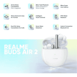 realme Buds Air 2 with Active Noise Cancellation | True Wireless Bluetooth Headset | White