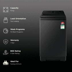 Samsung Fully Automatic Top Load Washing Machine | 10 kg | 5 Star | Black Cavier | WA40F10H2BTL