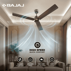 Bajaj Classico Sleek BLDC Ceiling Fan | 1200MM | 5 Star | High Energy Density Motor | Red Walnut