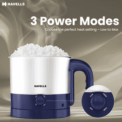 Havells Steamor Multicook Kettle | 1.2 L | Food Grade Body with Cool Touch Handle | Multicolor