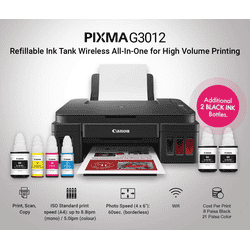 Canon Pixma All-in-One Wireless Ink Tank Colour Printer | Black | G3012