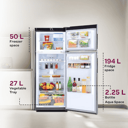Godrej Double Door Refrigerator | 244 L | 3 Star | Convertible Freezer | 2026 Model | Fossil Steel | RT EONVALOR 280CN RCIF FS ST