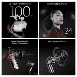 Boat Airdopes Ultra Pro Bluetooth Earbuds with mic | TWS Wireless Earphones | Zinc White