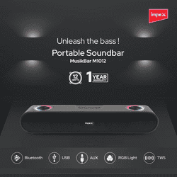 Impex Portable M1012 MusikBar M1012 | Portable Bluetooth Soundbar with LED Light Function | Black