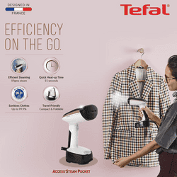 Tefal Access Steam Pocket Garment Steamer | Lightweight | Black | White | Rose Gold