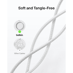 Belkin Braided Cable BoostCharge Pro | Fast Charging Cable | Type C Charger | White | CAB024FQ1MWH