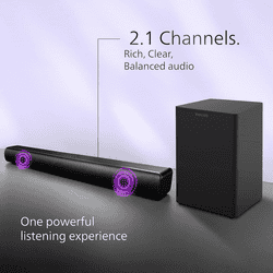 Philips Soundbar Bluetooth With Wired Subwoofer | 320W | 2.1 Channel | Black | TAB4330