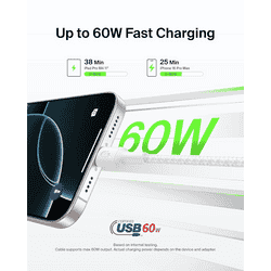 Belkin Braided Cable BoostCharge Pro | Fast Charging Cable | Type C Charger | White | CAB024FQ1MWH
