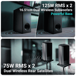 Zebronics Juke BAR 9552 Bluetooth Soundbar with Dual Wireless Subwoofer | 625 Watts | Black