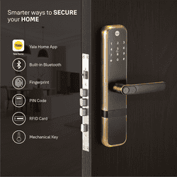 Yale Zuri Smart Door Lock | Fingerprint | PIN | RFID | Manual Key | Bluetooth Digital Smart Lock with Yale Home App Access | 3 Year Warranty | Antique Bronze