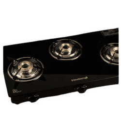 Blueberrys Glanza Glass Top Gas Stove | 3-Burner | Black