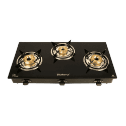 Blueberrys Glanza Glass Top Gas Stove | 3-Burner | Black