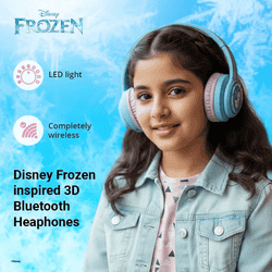 Disney Frozen Kids 3D Bluetooth Wireless Stereo Headphones | Foldable Ear Cups | Blue | DY-3054-FR