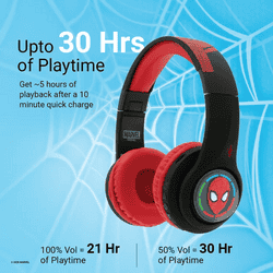 Marvel SpiderMan Kids 3D Bluetooth Wireless Stereo Headphones | Foldable Ear Cups | Black&Red | MV-3054-SM