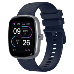 Fastrack Jupiter S3 Smartwatch | BT Calling | Square | Silver & Blue