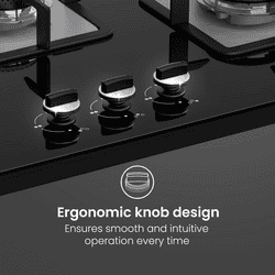 Crompton 3Br Hob | 76 cm | Auto Ignition | Black | SKHB763SP-MBL