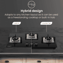 Crompton 3Br Hob | 76 cm | Auto Ignition | Black | SKHB763SP-MBL