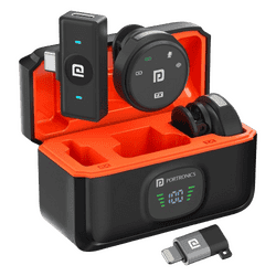 Portronics Vlogmate 3 Dual Wireless Microphone | with Charging Case | Black | POR 2323