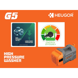 Heugor G5 Pressure Washer | 950W | Compact Portable Design | Grey And Orange | 2175PSI