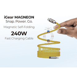 iGear Magneon Magnetic Fast Charging Cable | USB-C Cable to USB C Cable | 240W | Yellow