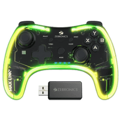 ZEBRONICS MAX LINK PLUS Wireless Gamepad | Built-in rechargeable battery | RGB light | Transparent