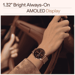 Boat Chrome Iris Fashion Round Smart Watch | 1.32" AMOLED Display | 1000 Nits | Metal Gold