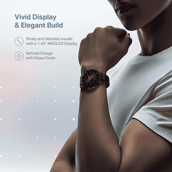 Boat Chrome Eon Round  Smart Watch for Men & Women | 1.43” (3.63 cm) AMOLED Display | Active Black