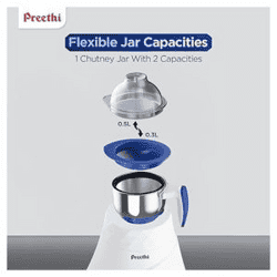 Preethi Blue Leaf Gold 5.0 Mixer Grinder | 750W | 3 Jars | White | MG-279