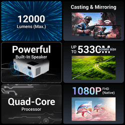 ZEBRONICS PIXAPLAY 58 Smart Projector | 12000 Lumens | 4K Support | White