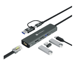 Portronics Mport Edge High-Speed Connectivity Hub | Type-C Charging Support | 5 Ports Dual USB Hub | Grey | POR 2931