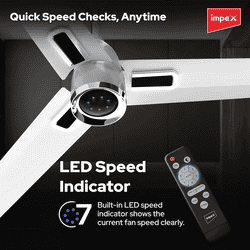 Impex BLDC Ceiling Fan | 1200 mm | Atom Glow | Matte White