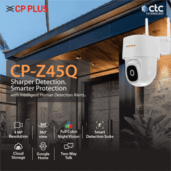 CP PLUS 4MP Quad HD Wi-Fi CCTV Camera for Outdoor | White | CP Z45Q