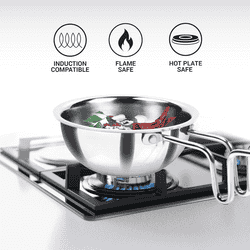 Milton Triply Stainless Tadka Pan | 370 ml | 12 cm | Silver
