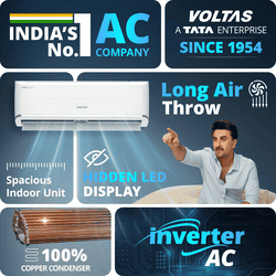 Voltas Inverter Split AC | 1 ton | 5 star | Silver & White | SAC 125 INV VECTRA ZEN SILVER