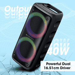 Zebronics Zeb Barrel 200 Bluetooth Portable Speaker with Wireless Mic | 40 W | Black