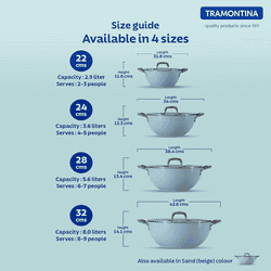 Tramontina Velo Forged Deep Kadai | 3.6 L | 24 Cm | Sea Blue